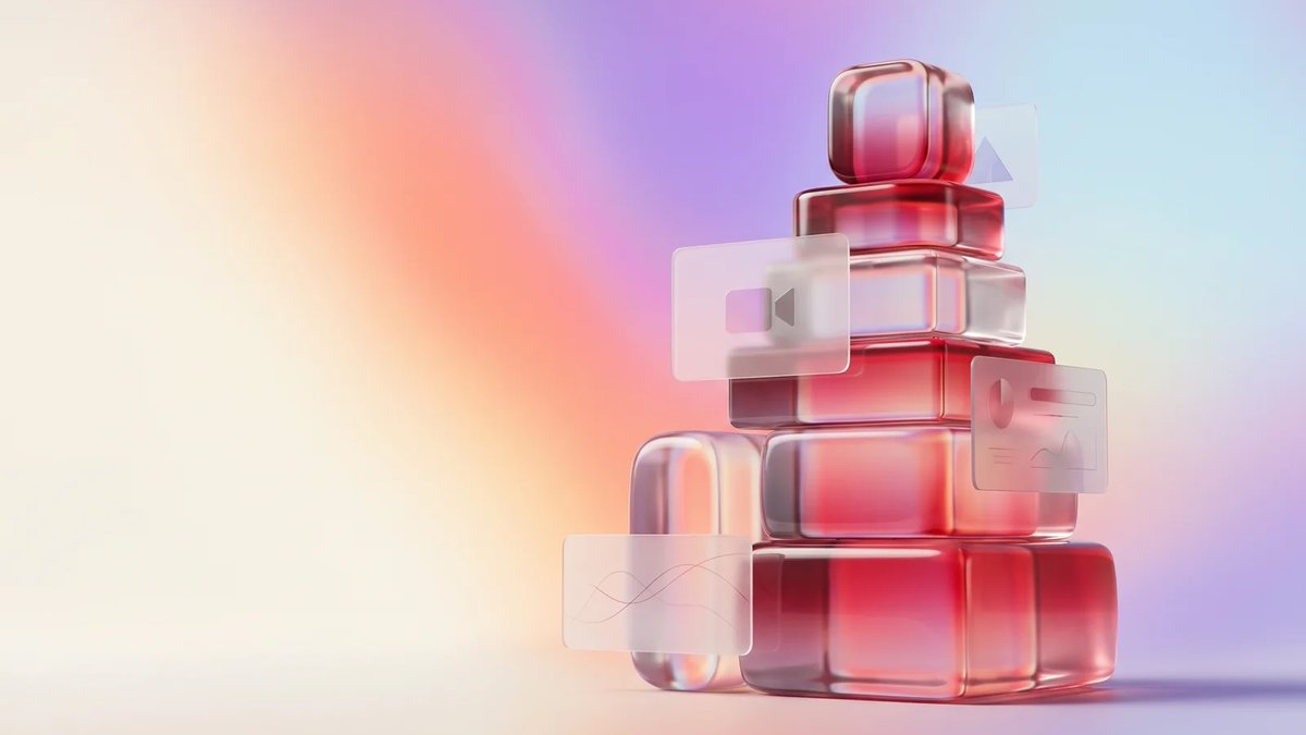 Abstract layered glass modules representing a telemedicine platform workflow