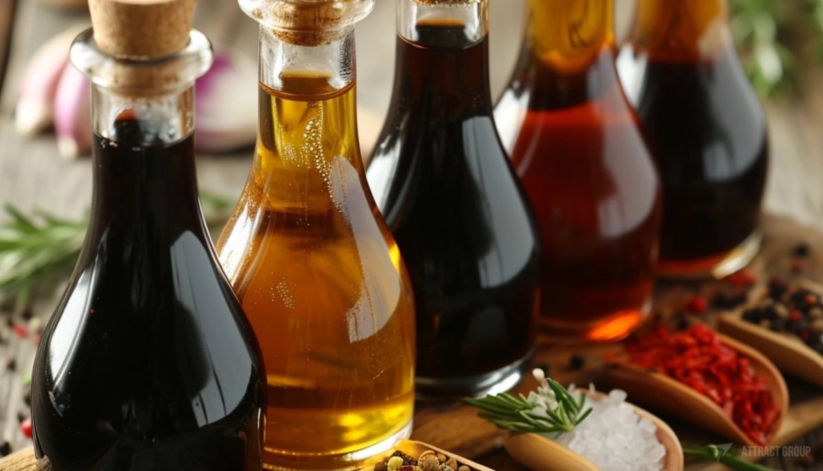 Food. Bottles of sauces in the kitchen. Food Delivery Business.