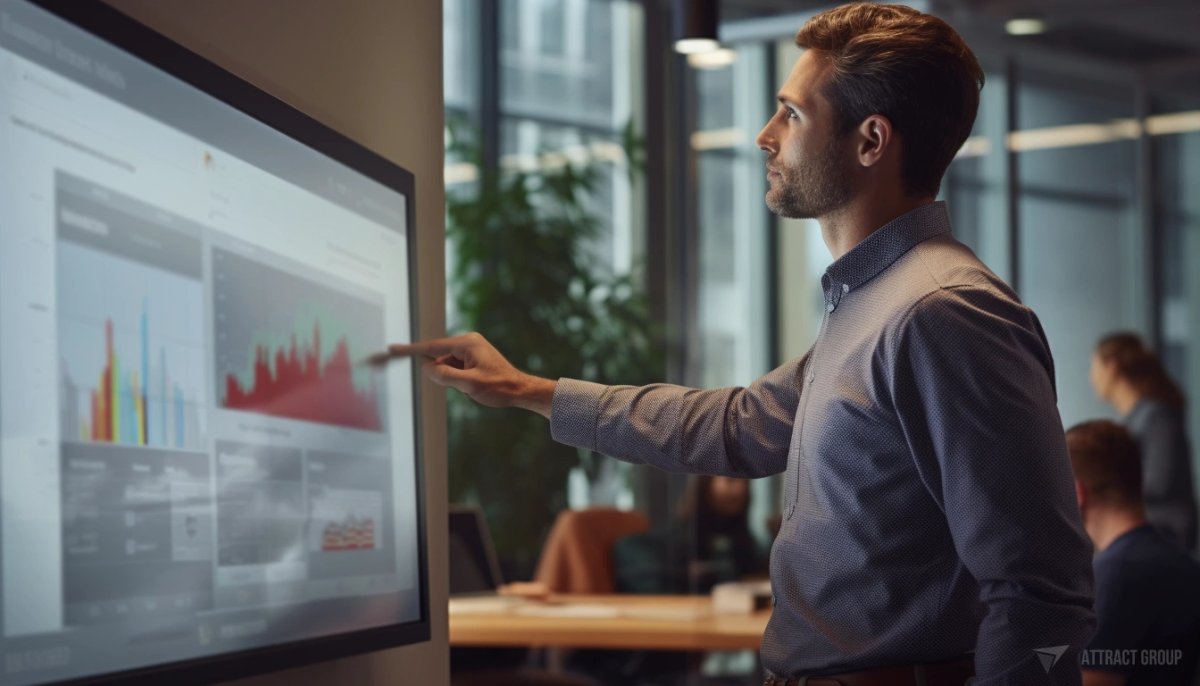 Project Manager near interactive board