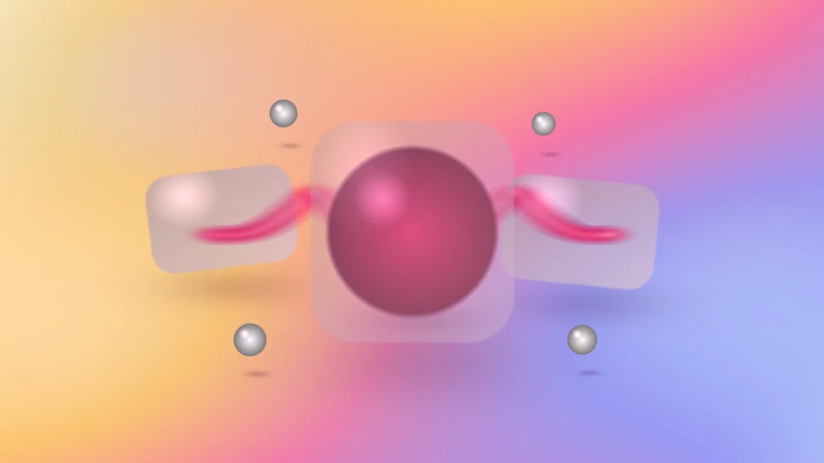 Abstract secure code scanning core with frosted glass panels and a crimson connecting ribbon on a luminous aurora gradient.