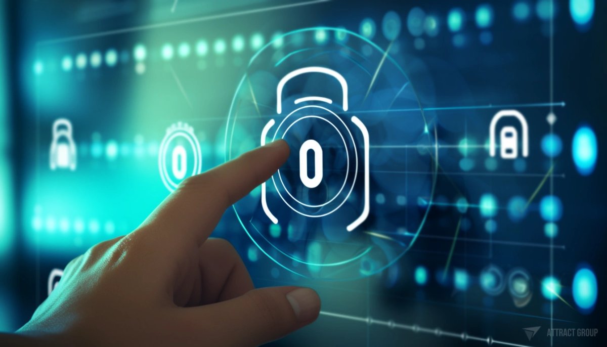 A person's hand interacting with a digital screen that displays a login interface