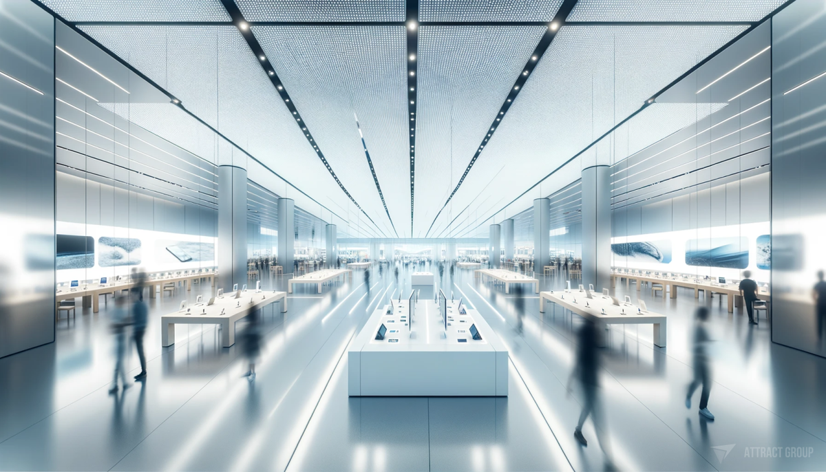 Testament to the efficacy of e-ticketing software. Modern tech hypermarket. 