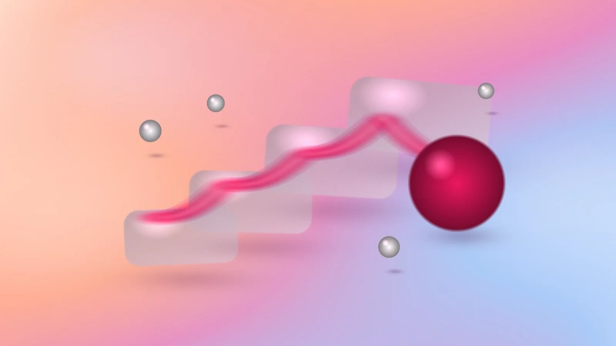 Abstract crimson glass e-learning mobile app workflow with ascending learning modules on a luminous multi-color gradient.
