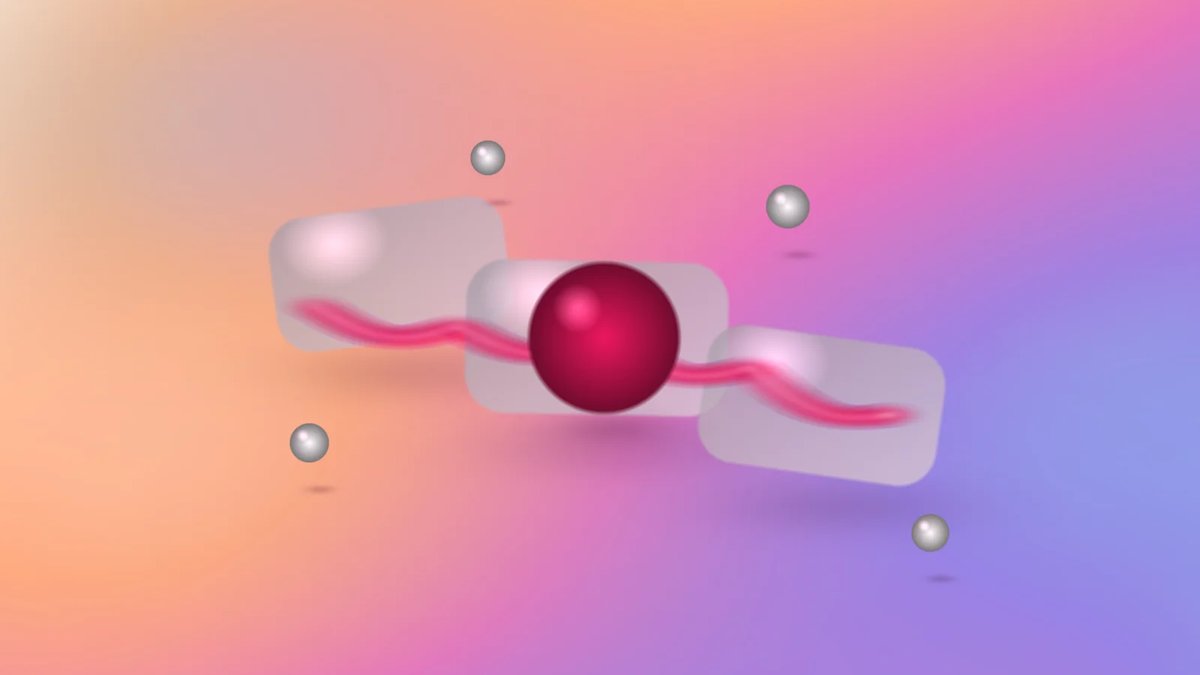 Abstract data management system with frosted glass cards connected by a crimson ribbon on a luminous aurora gradient.