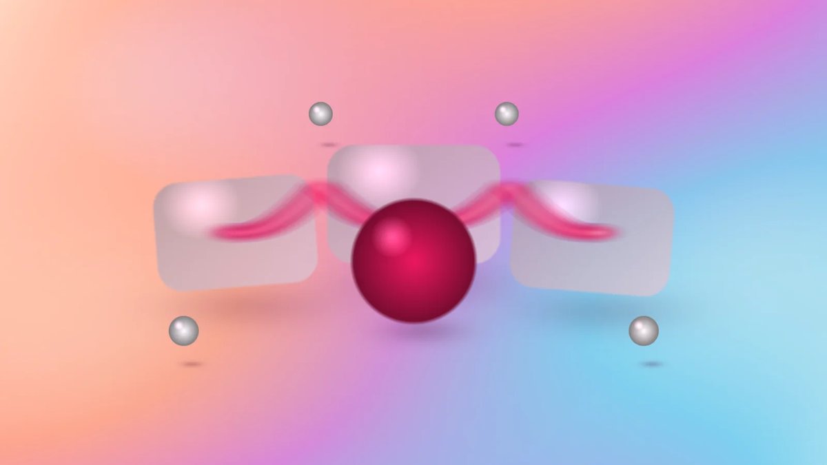 Abstract bespoke IT service workflow cards connected by a crimson glass ribbon on a luminous aurora gradient.