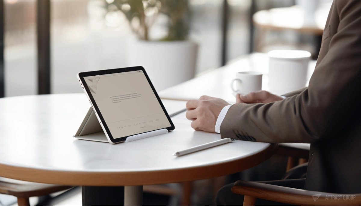 Table, tablet, businessman  