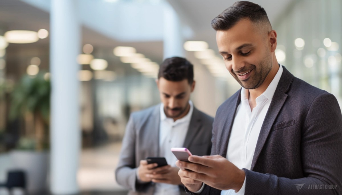 Business people with smartphones