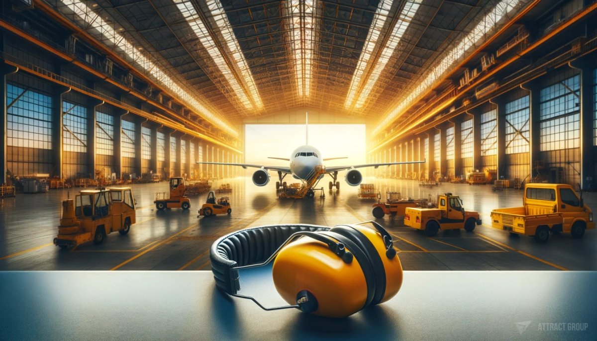 Future Trends in Aviation Safety Technology

Headphones resting on a table in the foreground, indicating the presence of a safety inspector. In the background, the interior of an aircraft hangar