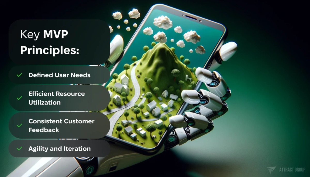 Agility and Iteration checklist. Cyber hand with smartphone.