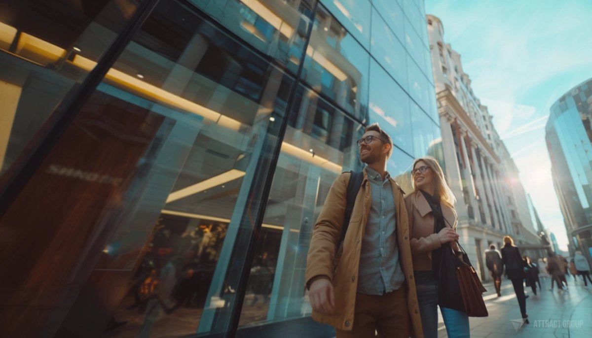 Scaling Customer Loyalty. Business center, people, city.