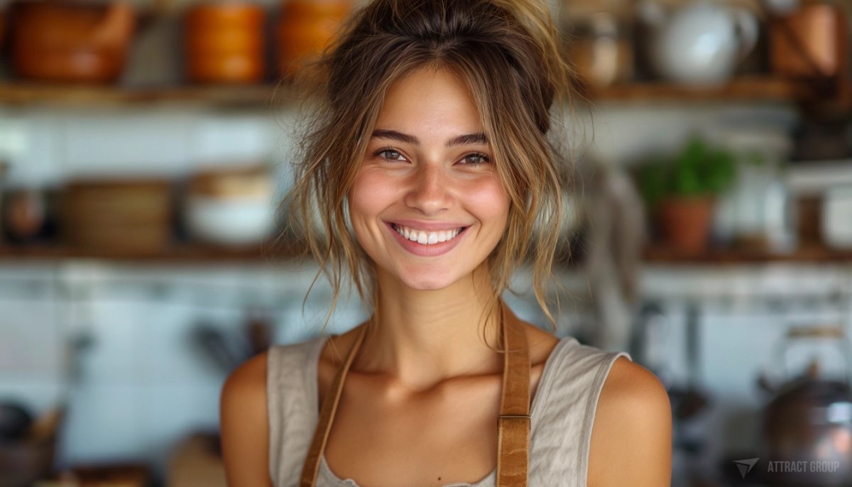 Setting Up Your Home Kitchen for Commercial Use. Woman in an apron in the kitchen. Business owner.