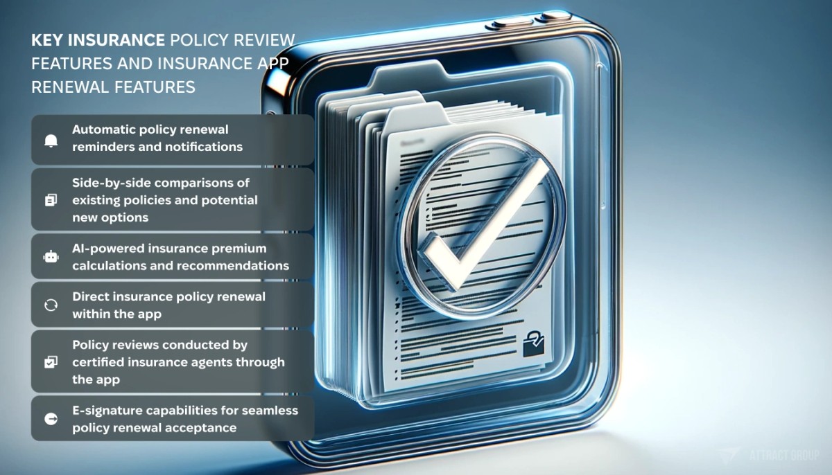 A transparent plastic smartphone. From within the smartphone, a folder with documents is partially visible, symbolizing access to key insurance policy information. A prominent 3D icon of a check symbol is also displayed, representing the feature of insurance policy review and renewal within an insurance app. The image aims to convey the modern, transparent, and user-friendly nature of digital insurance services. The render should showcase highly realistic textures, emphasizing the clarity of the transparent smartphone and the detailed representation of the insurance app's features. Illustration for Key insurance policy review features and insurance app renewal features.