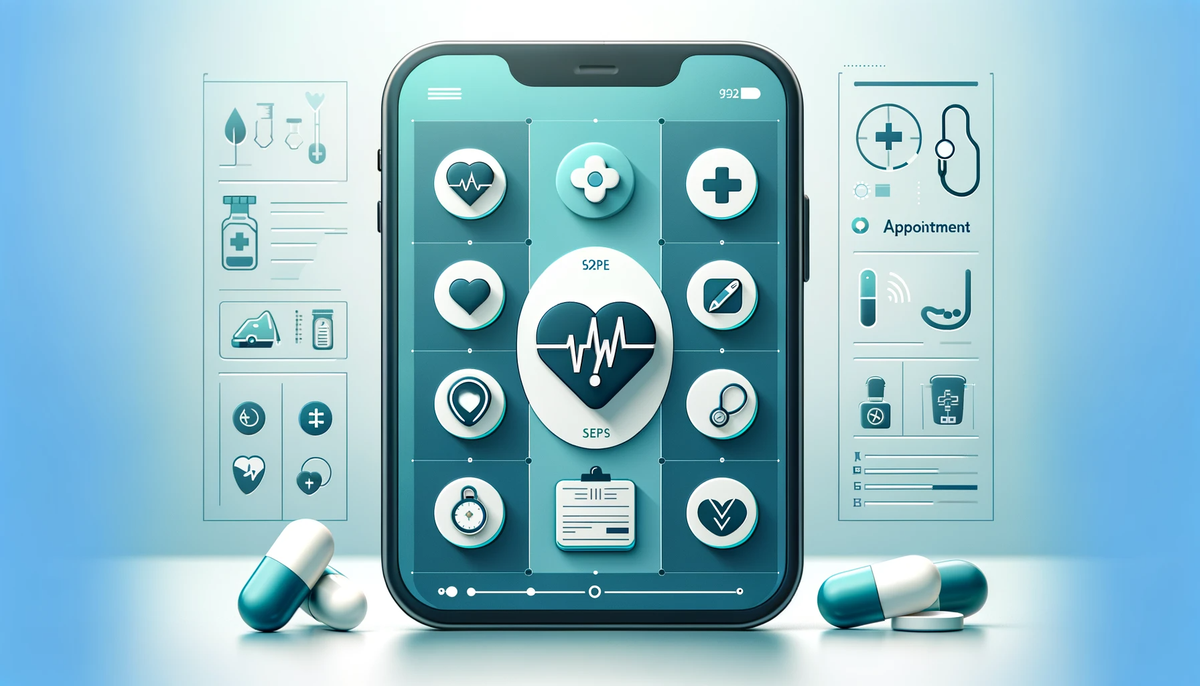 A conceptual landscape image of a Healthcare _ MedTech mobile app