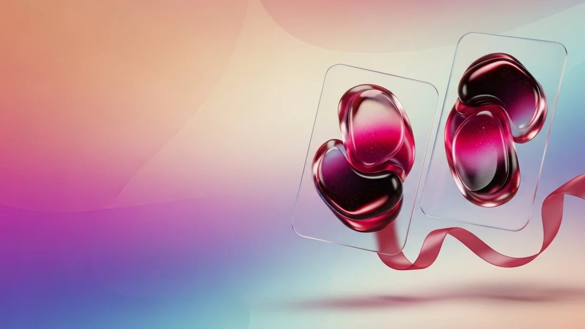 Abstract editorial illustration with two linked crimson glass cards representing staff augmentation and outsourcing delivery models