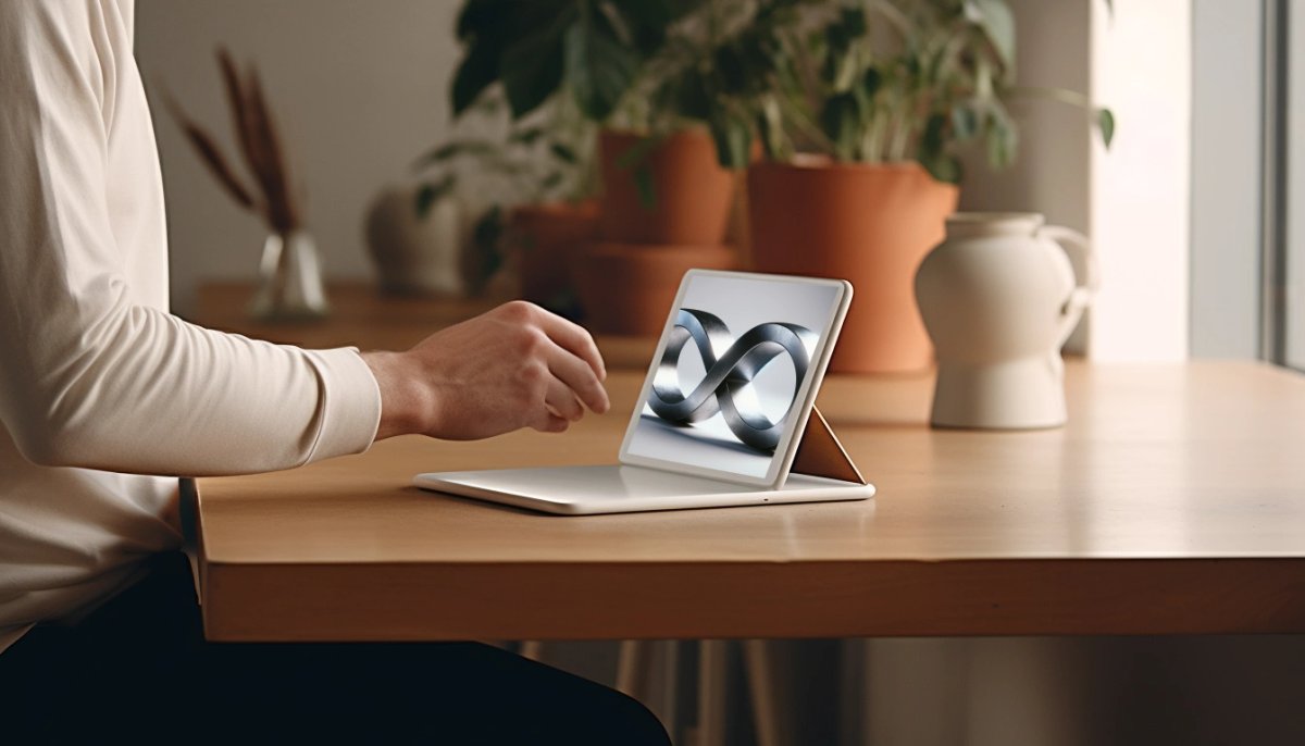 Modern light room with tablet on the table 