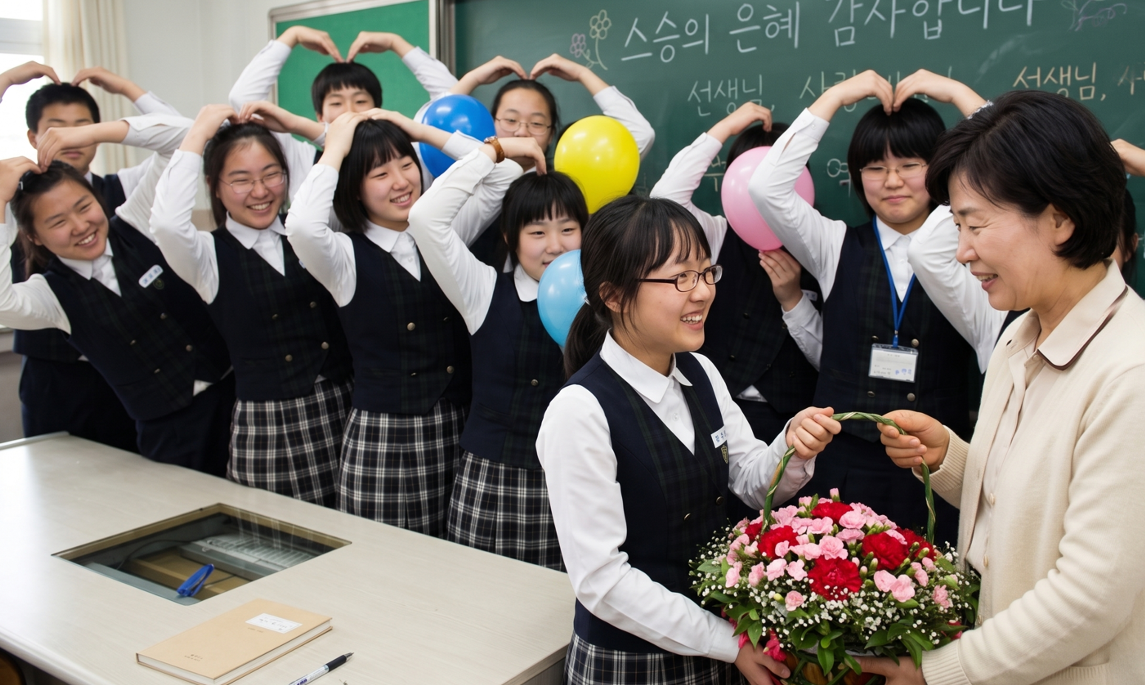 students delivering flowers to their teachers