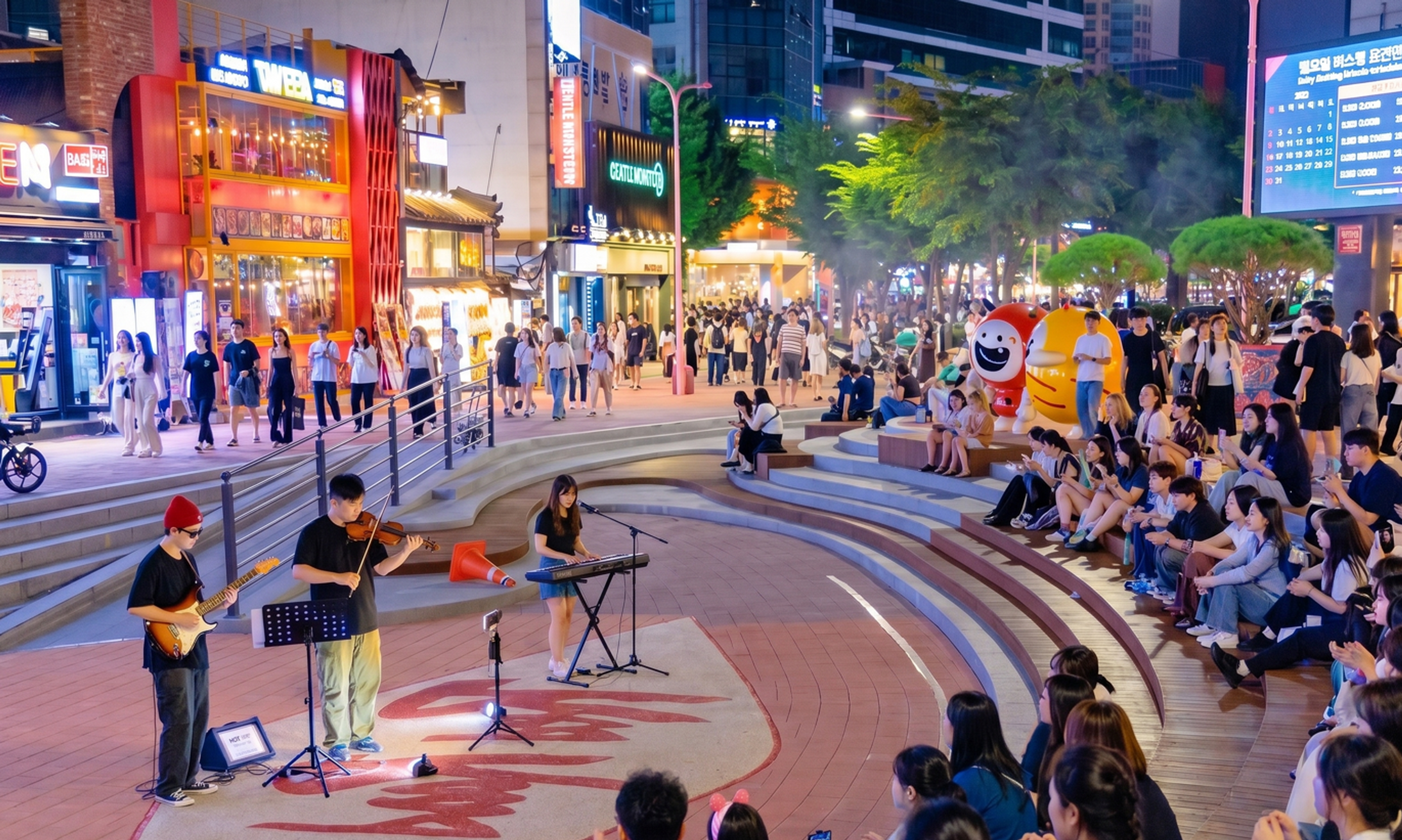 Hongdae Red Road at night — best date spot in Seoul