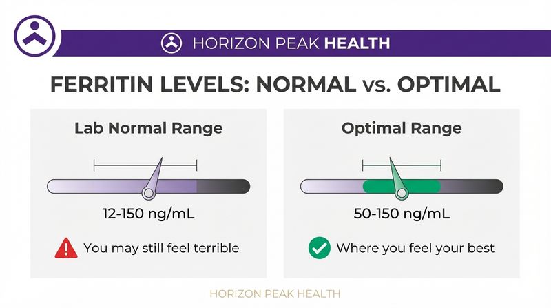 ferritin normal vs optimal ranges