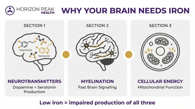 ferritin iron brain functions neurotransmitters myelin energy