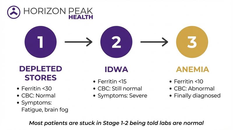 ferritin three stages iron deficiency progression