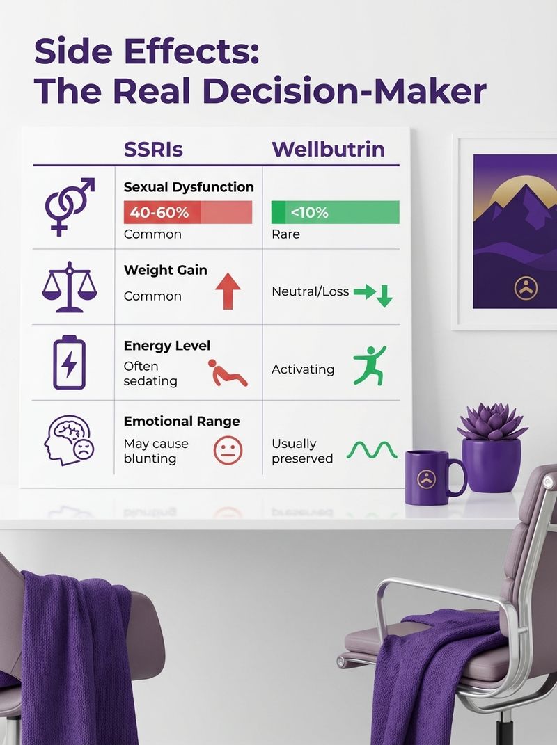 wellbutrin vs ssris side effects comparison