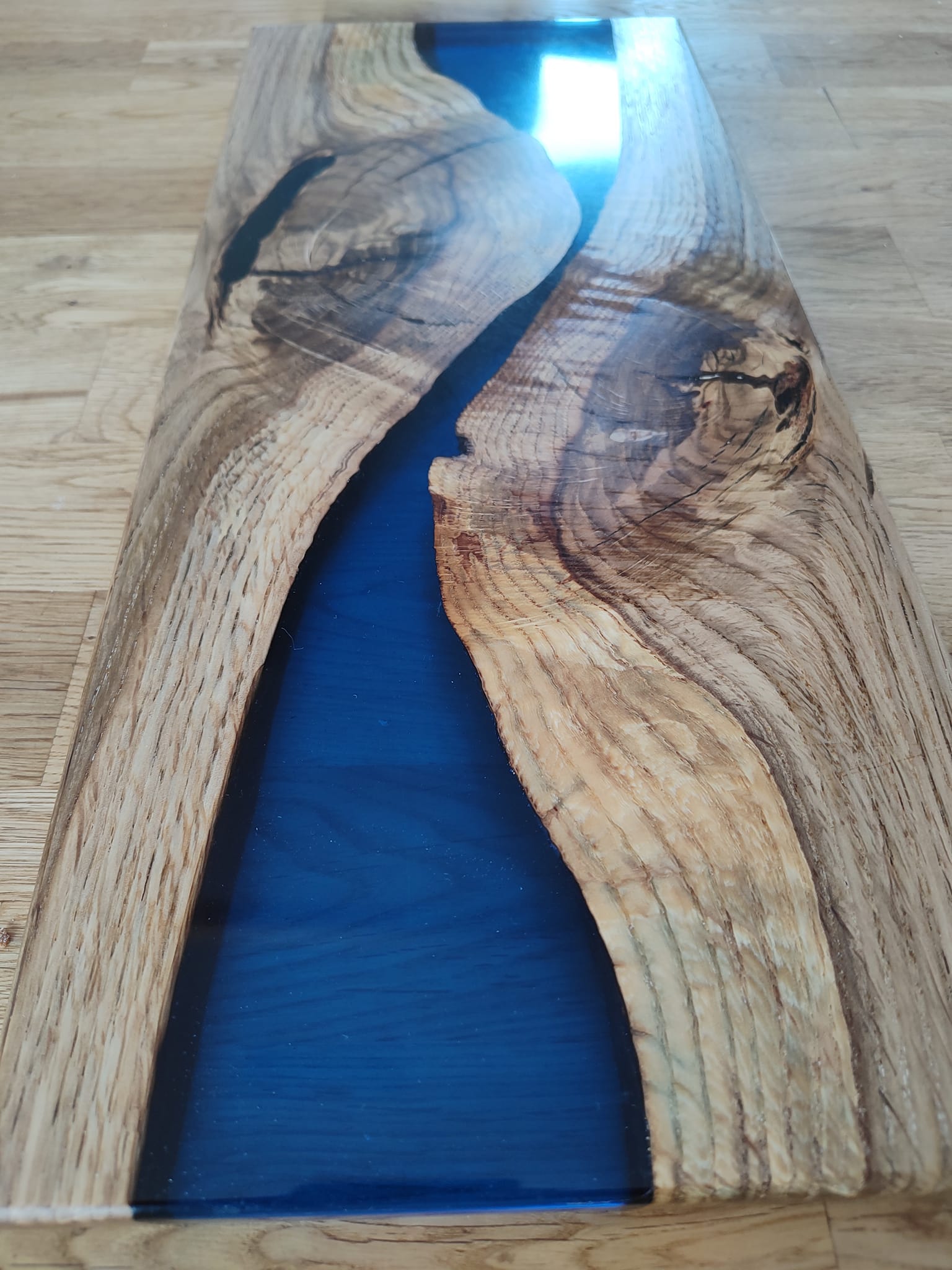 board with blue resin