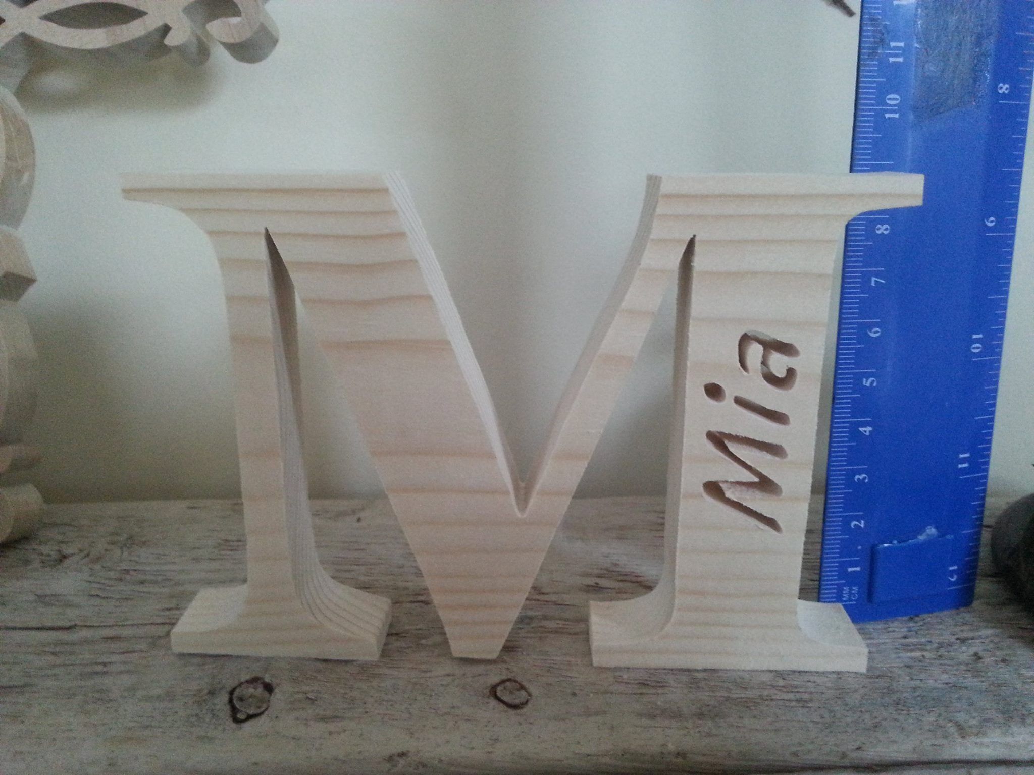 wooden letter mia