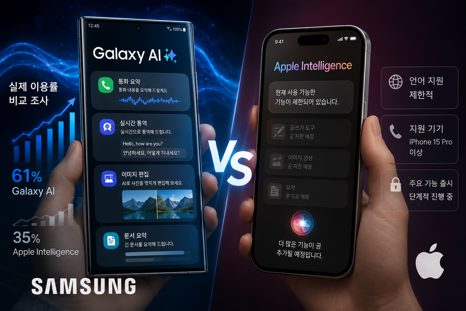 갤럭시 AI, 애플 인텔리전스 사용률 추월