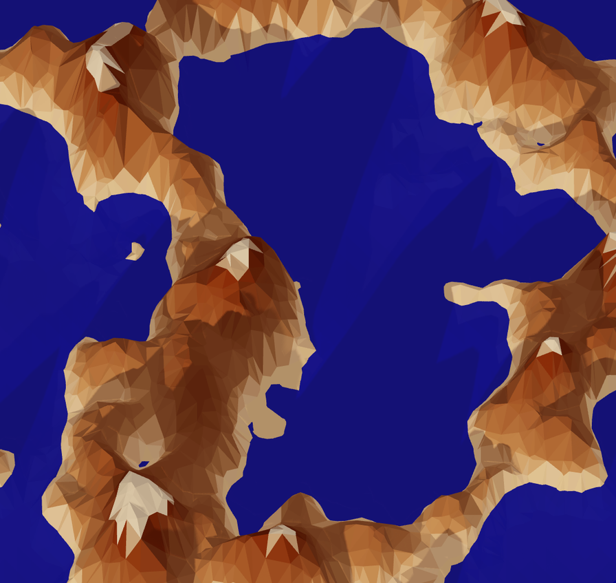 A screenshot of arid island terrain.