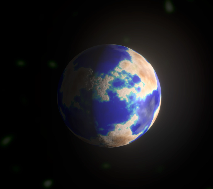 A screenshot of an Earth-like world.