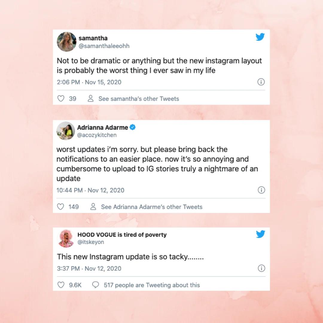 Twitter users speak on the new Instagram update.
