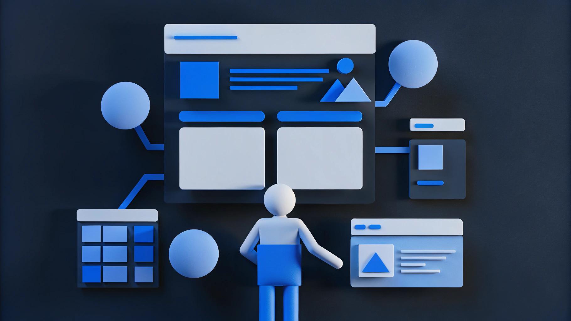 rendering of a person designing a workflow