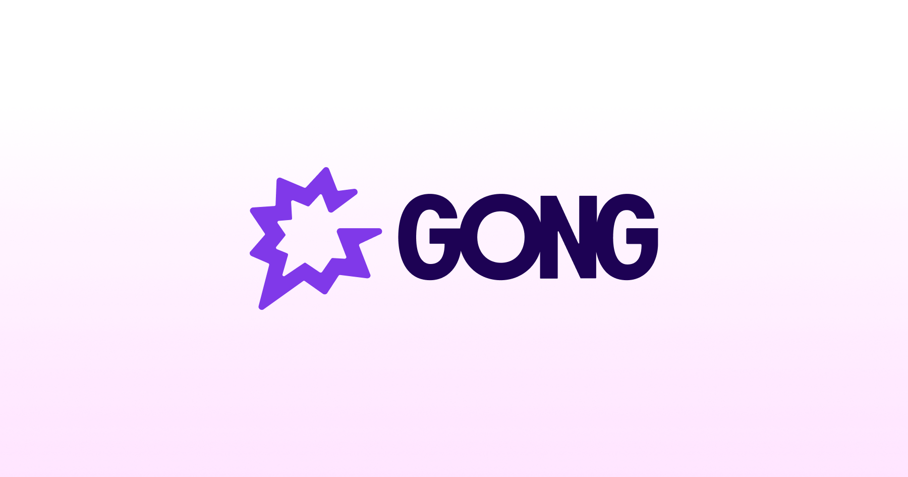 Logo of Gong, featuring a purple burst icon next to the bold word "GONG" on a gradient pink background.