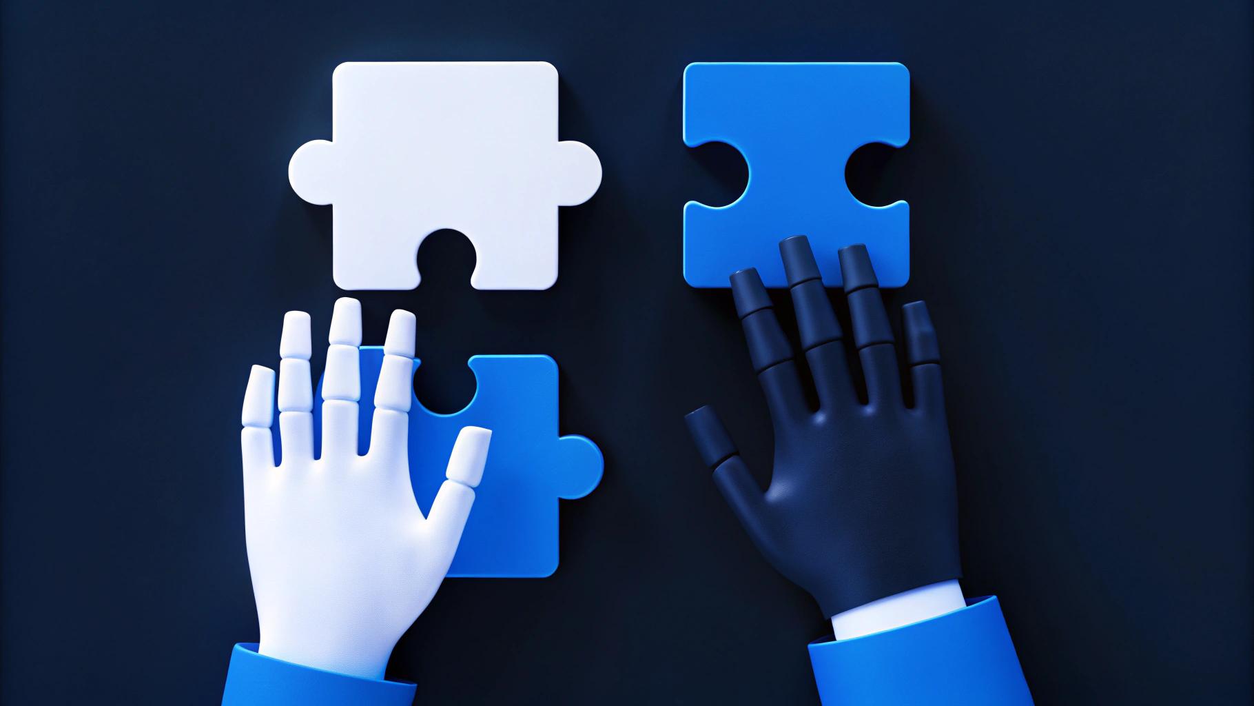 rendering of two people building a puzzle together