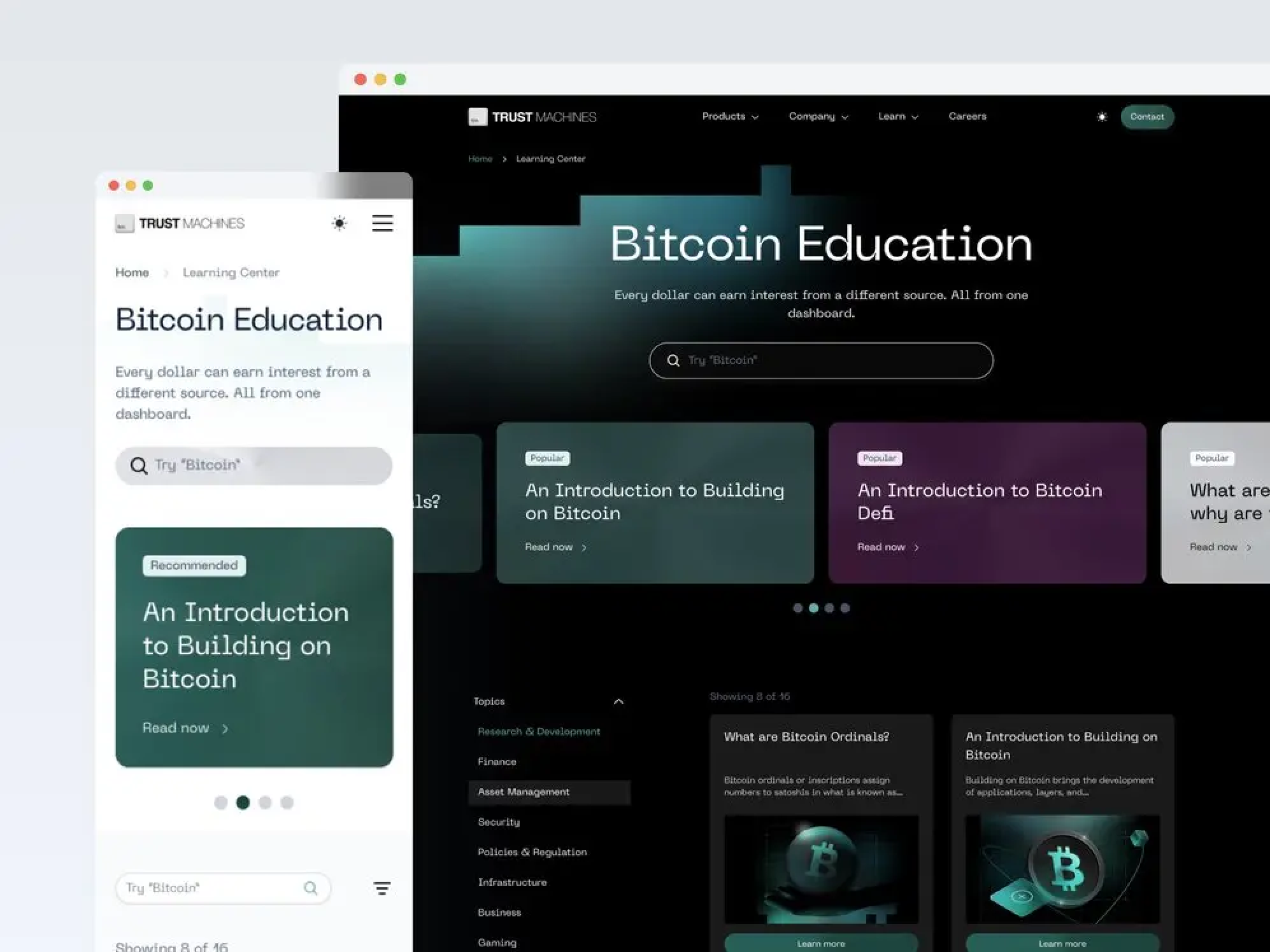 Snapshot of the new Trust Machines learn center.