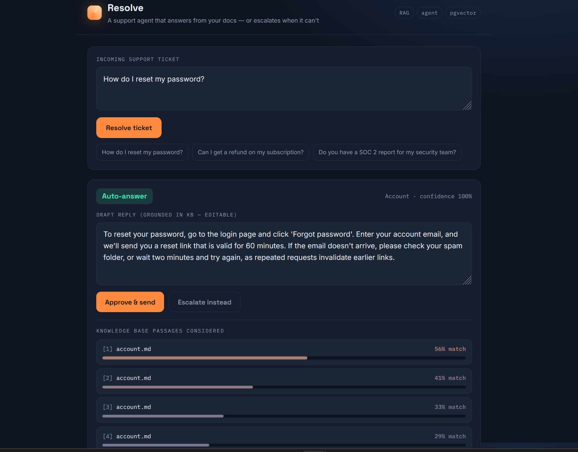 Resolve — AI Support Ticket Agent