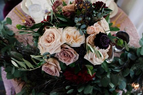 Natural, Mauve-Toned Florals at Magnolia Hill Farm Best Wedding Florist Ohio