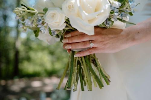 Bailey and Tyler's Cool Pastels at Retreat 21 Best Wedding Florist Ohio