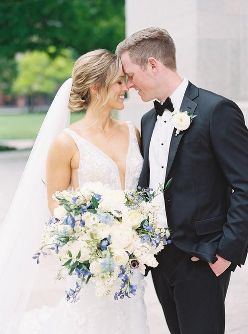 Beautiful Blues for Charlotte and Tim at The Fives Best Wedding Florist Ohio