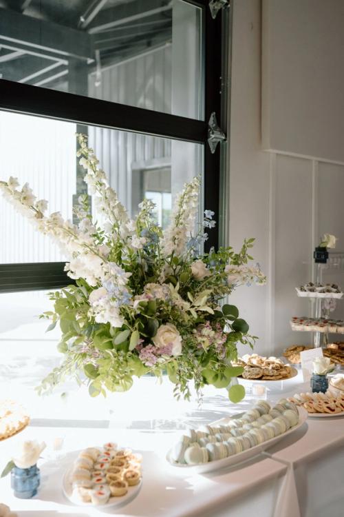 Bailey and Tyler's Cool Pastels at Retreat 21 Best Wedding Florist Ohio