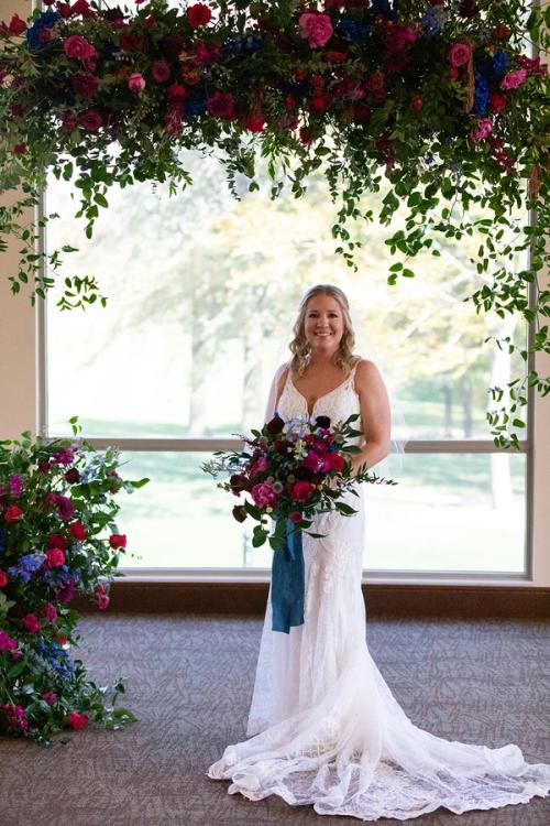 Tom and Chantelle's Jewel-Toned Florals at Scioto Reserve Best Wedding Florist Ohio