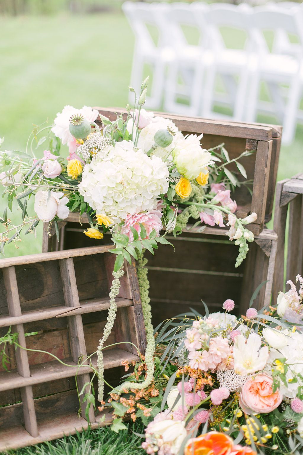 Jorgensen Farms Wedding crates and flowers