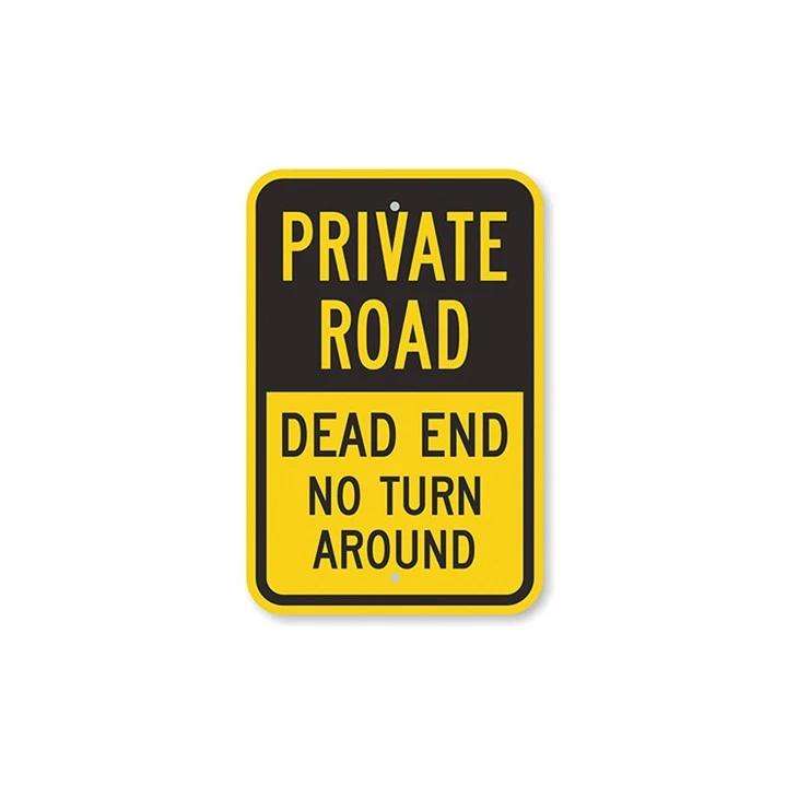 Private Road Dead End Road Warning Sign