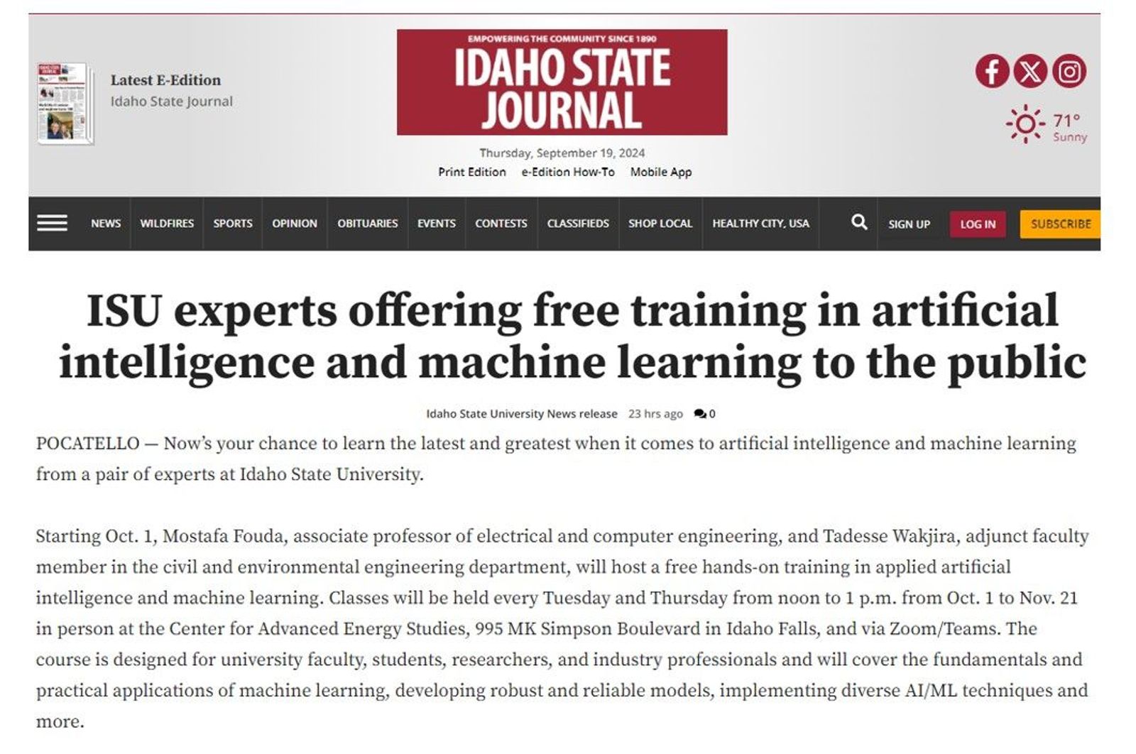 HoT-AML featured in Idaho State Journal, image 1 of 1