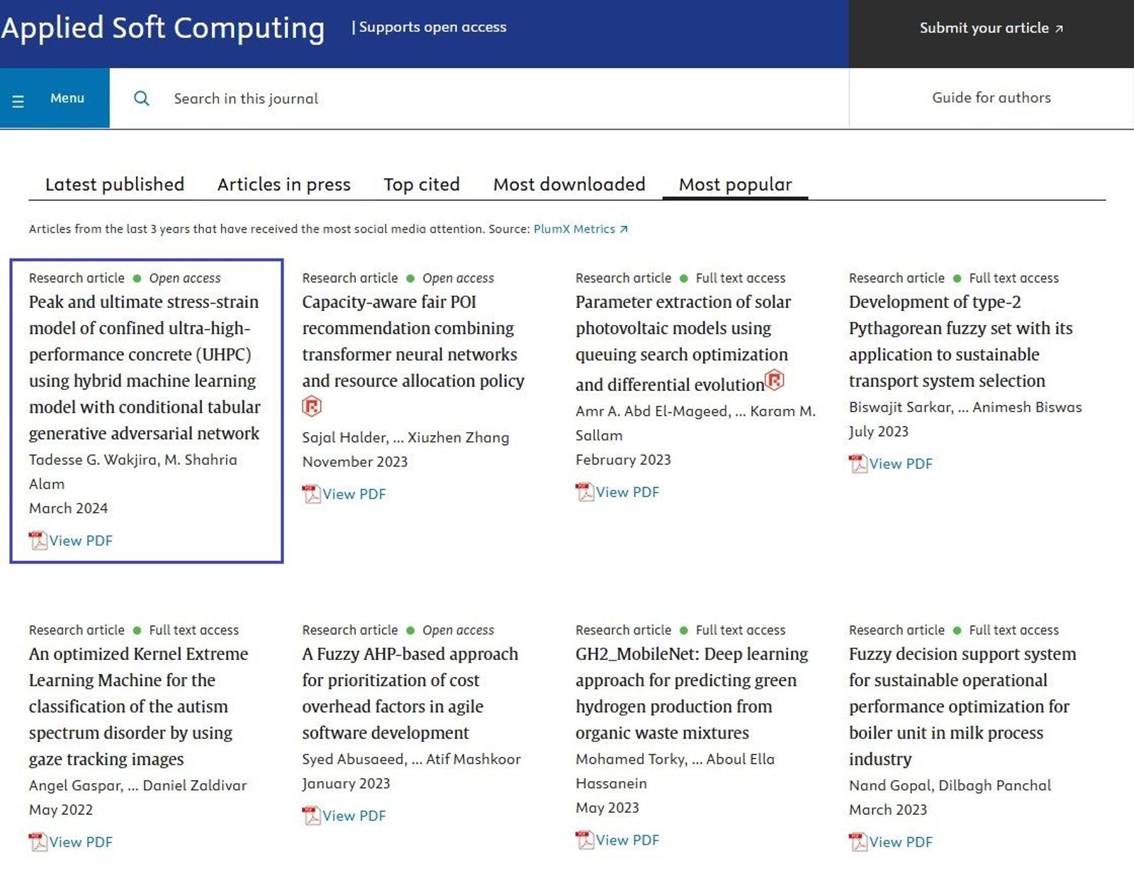 #1 Most Popular article in Applied Soft Computing (Elsevier), a top-tier journal in the field!, image 1 of 1