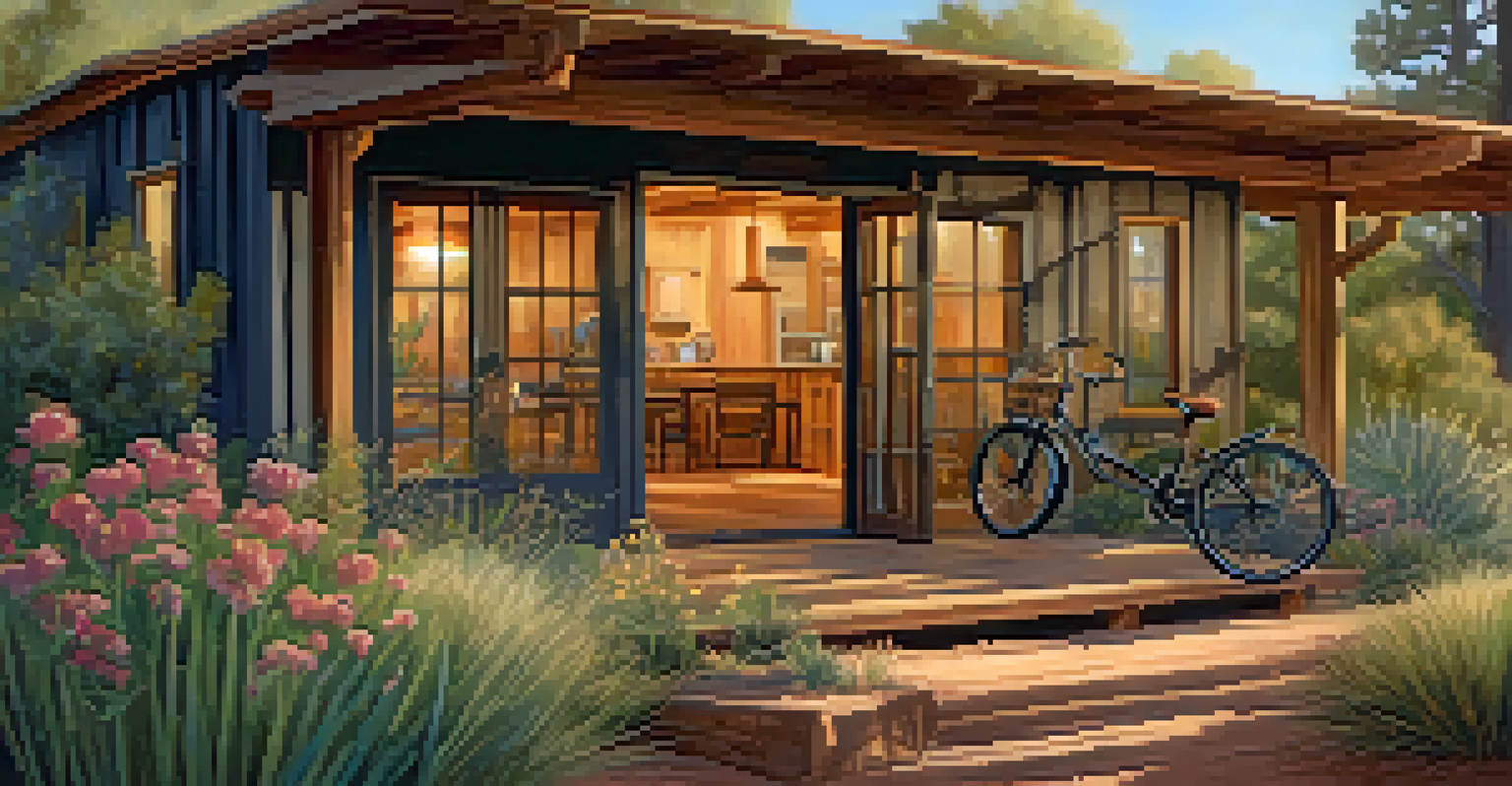 An eco-friendly accommodation in Sedona with a rustic wooden exterior and natural surroundings.