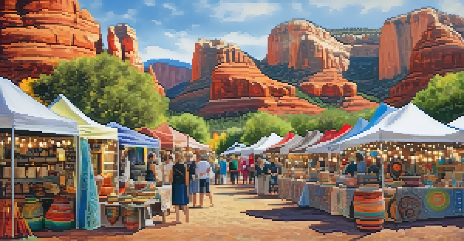 A vibrant display of handmade crafts at a festival, with artisans demonstrating their work amidst colorful decorations.