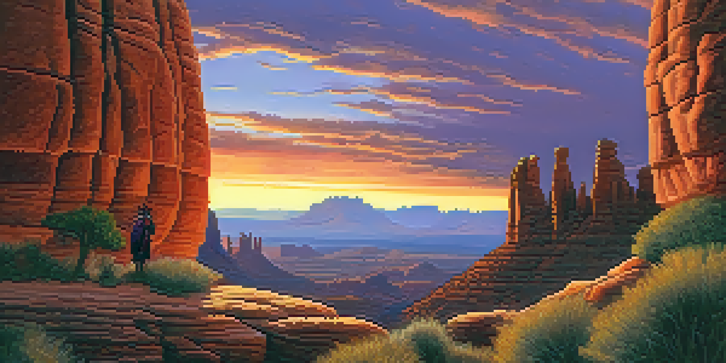 A Yavapai tribal member silhouetted against a colorful sunset over Sedona's red rocks.