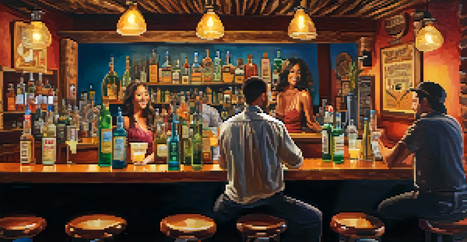 A bartender mixing a Cactus Cooler cocktail at The 89Agave bar, surrounded by tequila bottles and a lively crowd.