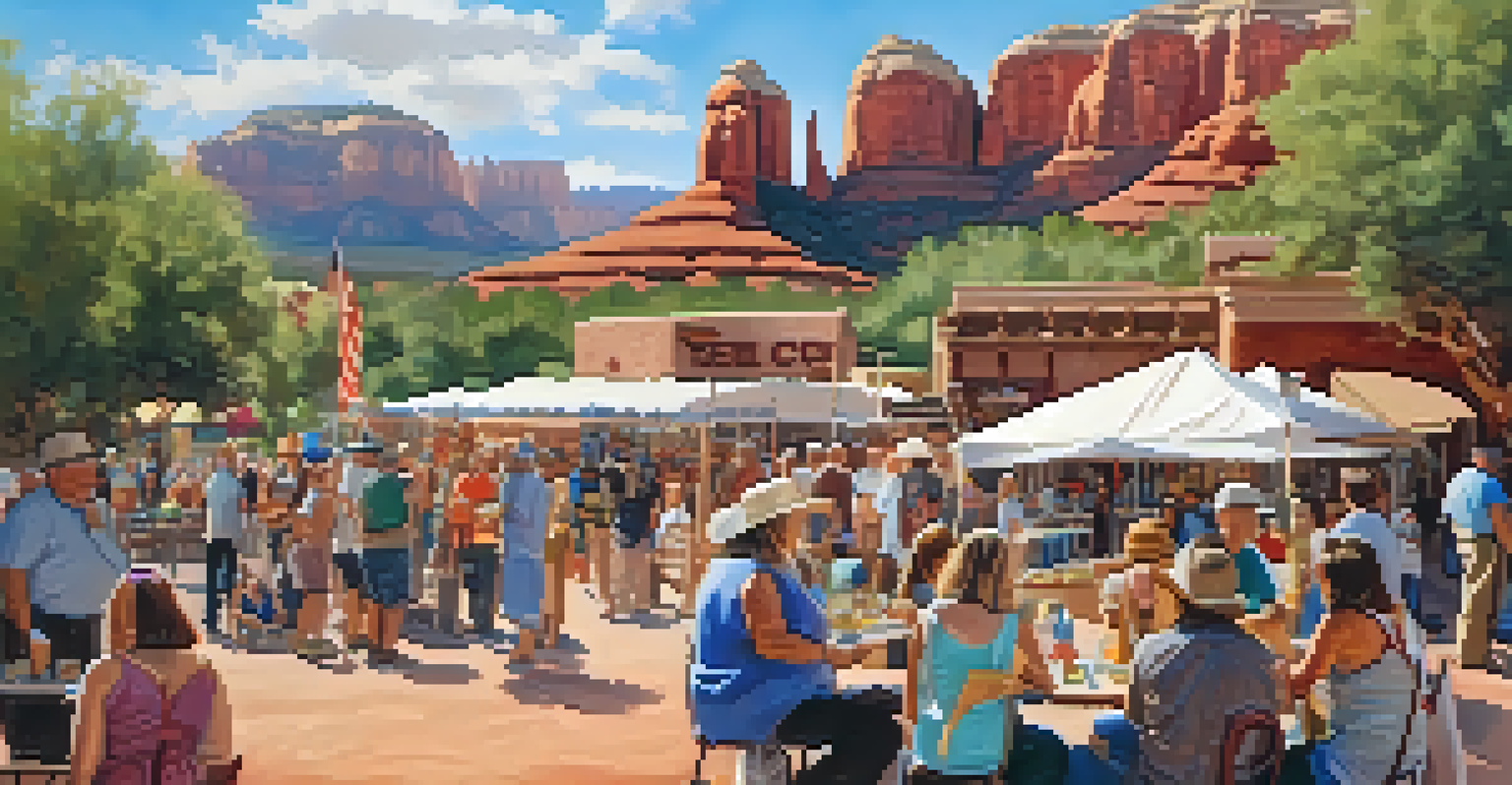 A lively community festival celebrating local culture with artists and musicians in a beautiful outdoor setting.
